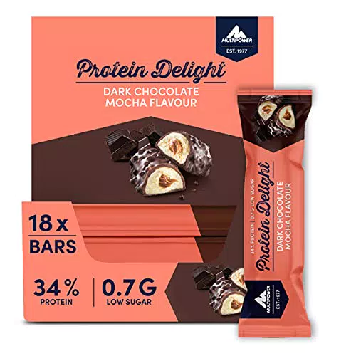 Multipower Protein Delight Eiweißriegel 18 x 35 g Protein Riegel Box Leckerer Energieriegel Dark Chocolate Mocha