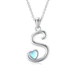 MUUYON Buchstabe Mondstein Halskette 925 Sterling Silber Alphabet Kette für Frauen Mädchen