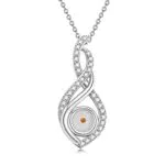 MUUYON Infinity für Damen Halskette Zirkon Opal Senfkorn 925 Silber mit Zirkonia Senfkorn Kette Muttertag Geburtstag Valentinstag Weihnachten Schmuck