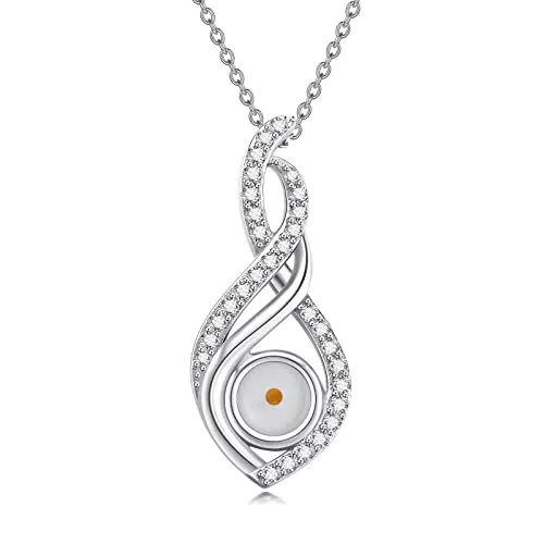 MUUYON Infinity für Damen Halskette Zirkon Opal Senfkorn 925 Silber mit Zirkonia Senfkorn Kette Muttertag Geburtstag Valentinstag Weihnachten Schmuck