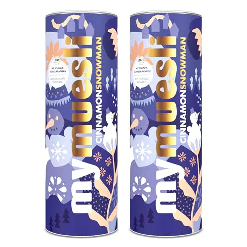mymuesli Cinnamon Snowman BIO Müsli mit Schneemännern aus Kokosmilchschokolade und Zimt