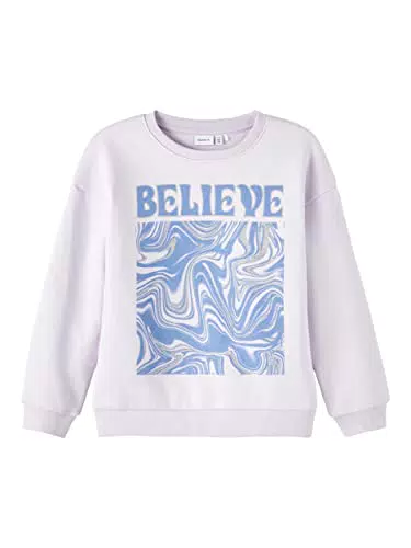 NAME IT Girl's NKFRANDI LS Sweat BRU Sweatshirt, Orchid Petal