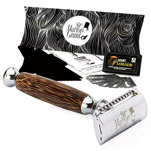 Nassrasierer Herren mit Klingen: 8 Teile Rasierset Damen und Rasierer Herren Bambus Rasierer Set mit 5 Derby Rasierklingen Safety Razor Rasierhobel Damen