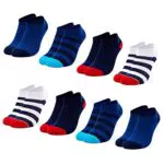 Occulto Jungen & Mädchen Sneaker Socken 8er Pack Blau-Rot 31-34
