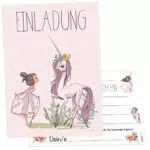 Olgs Prinzessin und Einhorn Einladungskarten, 12er Set für Mädchen