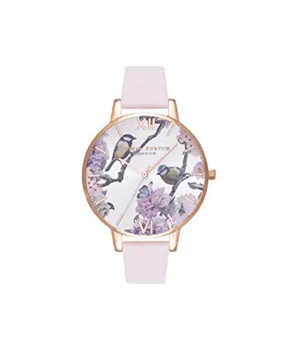 Olivia Burton Analog Quarzuhr für Damen mit Rötliches Lederarmband - OB16PL35