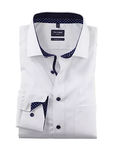 OLYMP Herren Businesshemd Langarm Luxor, Einfarbig, modern fit