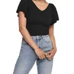 ONLY Damen ONLLEELO S/S Back KNT NOOS Pullover, Black