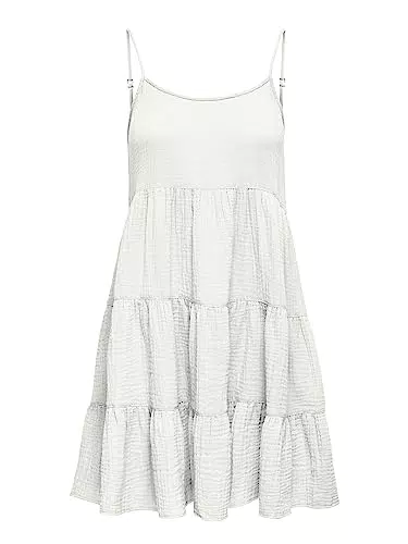 ONLY Women's ONLTHYRA Slip Dress WVN Kleid, Cloud Dancer