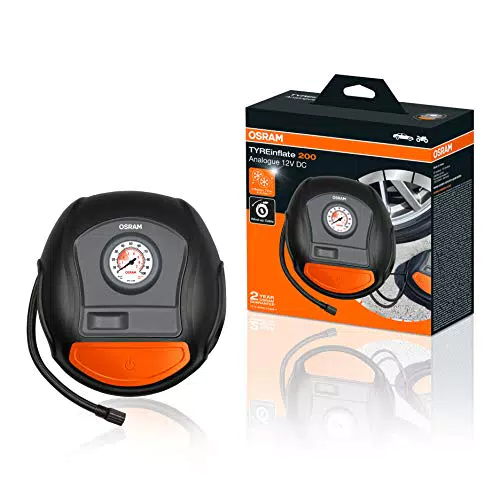 OSRAM TYREinflate 200, Analoge Reifenpumpe, tragbarer 12V Kompressor für Autoreifen