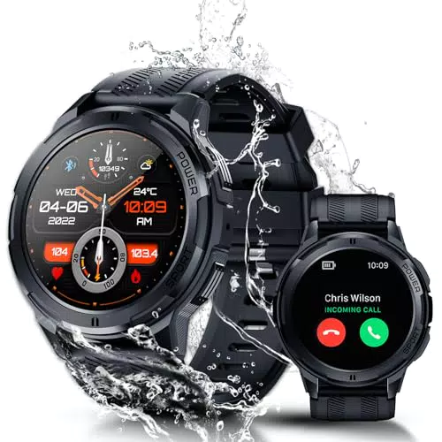 OUKITEL Smartwatch Herren mit Telefonfunktion, 1, 43" HD Touchscreen Uhren