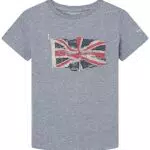 Pepe Jeans Jungen T-Shirts Flag Logo Jr S/S N, Grau