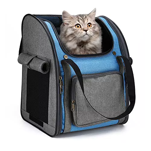 PETTOM Haustier Rucksack Haustiertragetasche Oxford Material Rucksack für Hund und Katzen