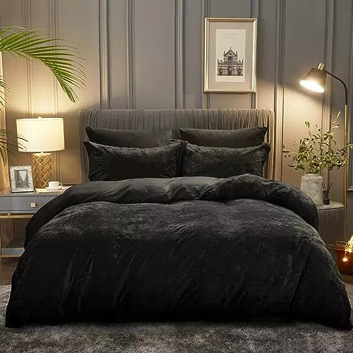 PHF Samt Bettwäsche 155x220, Luxus Flauschig Bettwäsche 155x220 cm mit 2er Kissenbezüge 80x80 cm