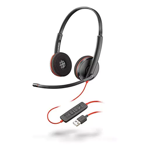 Plantronics Blackwire 3220, kabelgebundenes USB-A-Headset Zwei-Ohr-Headset mit Mikrofonarm Verbindung mit PC/Mac über Anschluss Kompatibel mit Teams