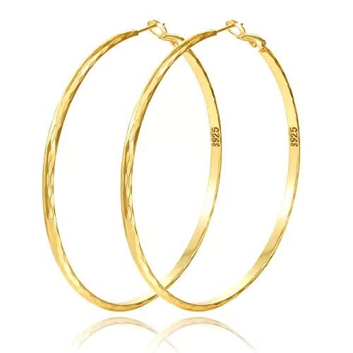 RANKEEF Ohrringe Kreolen Gold 14 Karat Creolen Vergoldet Goldene Creolen Damen Hypoallergen Ohrringe Creolen Gold Groß