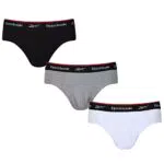 Reebok Herren Mens Sports Brief Wiggins 3pk Black/Grey Marl/White Boxershorts