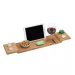 Relaxdays Badewannenablage Bambus, 70cm breit, Badetablett für Glas