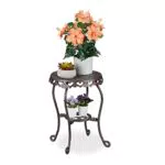 Relaxdays Blumenhocker Gusseisen, rund, antik, H x D: 41 x 36
