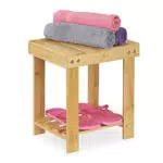 Relaxdays Fußbank Bambus, bis 100 kg, Stabiler Tritthocker