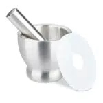 Relaxdays Mörser mit Stößel, Edelstahl, mit Deckel