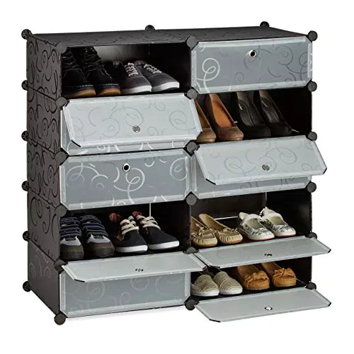 Relaxdays Schuhschrank mit 10 Fächern, Schuhregal groß
