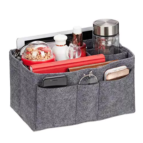 Relaxdays Taschenorganizer Handtasche, Filz, entnehmbare Fächer
