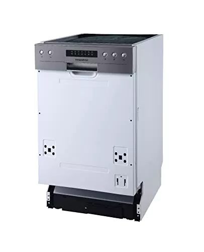 Respekta Spülmaschine teilintegriert 45 cm/Einbau-Geschirrspüler mit flexiblem Besteckkorb / 6 Programme/Startzeitvorwahl / 9 Maßgedecke/LED-Display / GSP45TID