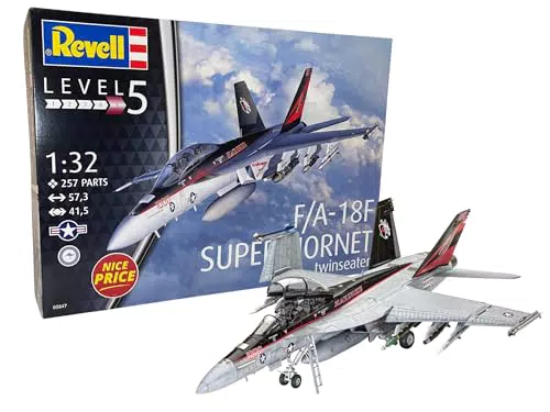Revell NICE PRICE Modellbausatz I F/A-18F Super Hornet I Maßstab 1:32 I 257 Teile I Für Kinder und Erwachsene ab 13 Jahren I Kampfjet Modellbausatz zum selbernachbauen I Originalgetreu