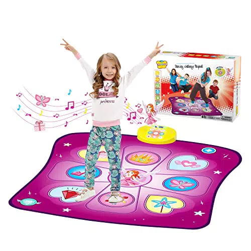 Rodzon Tanzmatte Kinder Spielzeug Geschenke für Mädchen Jungen Alter 3 4 5 6 7 8 Jahre Musikmatte Herausforderung Modi LED Integrierter Musik Weihnachten Geburtstag Kinderspielzeug AML9886