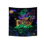 Roninkier Wandteppich Anime Psychedelic-Fluoreszierend Tapisserie - Schwarz UV Wandtücher Gothic Wandbehang Aesthetic Wanddekoration Abstrakte Kunst Wandtuch für Schlafzimmer