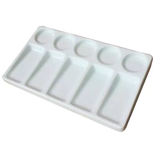 rosenice 10-Well rechteckige Form Porzellan-Palette Keramik Aquarell auslaufsicher Malerei Palette