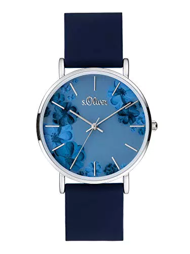 s.Oliver Damen Analog Quarz Armbanduhr mit Silikonarmband SO-3707-PQ