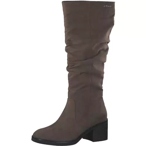 s.Oliver Damen Hohe Stiefel mit Absatz Blockabsatz mit Reißverschluss Braun
