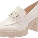 s.Oliver Damen Loafer mit Absatz Lack Blockabsatz Beige