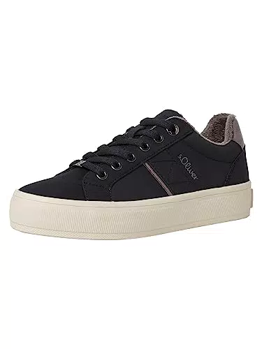 s.Oliver Damen Sneaker flach zum Schnüren Plateau Blau