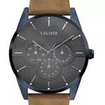s.Oliver Herren Multi Zifferblatt Quarz Armbanduhr mit Lederarmband SO-3571-