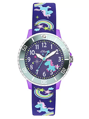 s.Oliver Mädchen Analog Quarz Uhr mit Silikon Armband SO-4247-PQ