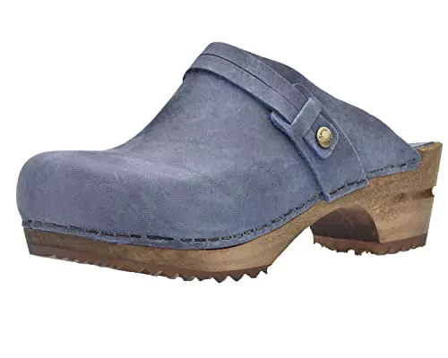 Sanita Ursana offener Clogs, Original handgemacht, Leder-Holzclogs für Damen