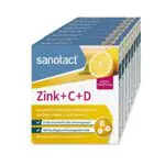 sanotact Zink+C+D • 8x20 Zink Lutschtabletten hochdosiert mit Vitamin C • Mit Zink Vitamin C & D3 Vitamine • Deckt Tagesbedarf an Vitamin D3