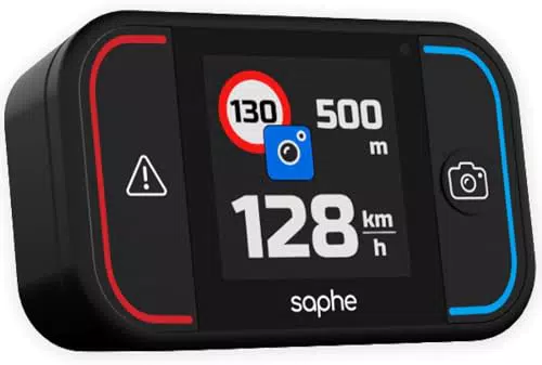 Saphe Drive Pro Blitzerwarner für das Auto mit Farbdisplay CarPlay und Android Auto kompatibel Zeigt Blitzer und Gefahren Daten von Blitzer.de Erfordert zusätzliches ABO