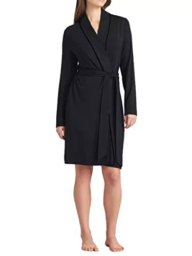 Schiesser Damen Morgenmantel Bademantel, schwarz, 42
