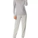 Schiesser Damen Schlafanzug lang mit Bündchen Baumwolle-Nightwear Pyjamaset