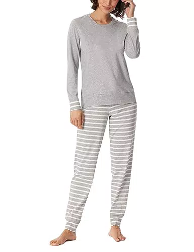 Schiesser Damen Schlafanzug lang mit Bündchen Baumwolle-Nightwear Pyjamaset
