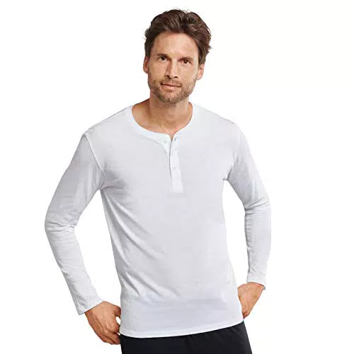 Schiesser Herren Schlafshirt langarm mit Knopfleiste - Mix + Relax