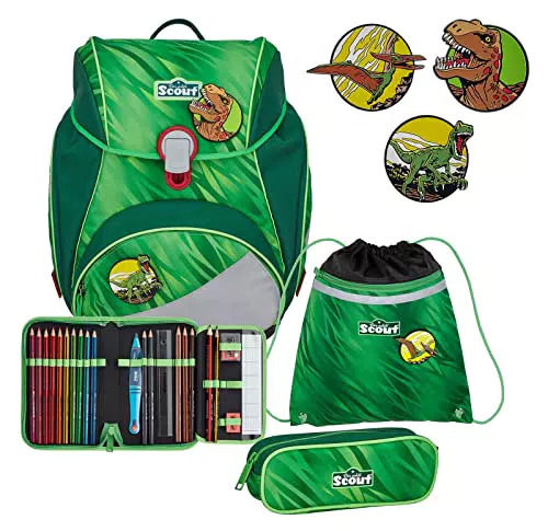 Scout Alpha - Schulranzen Set 4tlg. Green Rex, Einheitsgröße