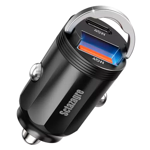 Sctazagre 90W Zigarettenanzünder USB C Kfz Auto Ladegerät Mit Blauem LED-Licht 12V USB Adapter Auto Super Mini Car Charger