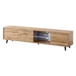 Selsey Galhad TV-Lowboard Wotan Eiche Matt mit weißer LED-Beleuchtung 175 cm breit