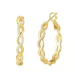 Senteria Gold Creolen für Damen Creolen Gold Groß 14 Karat Vergoldete Twisted Creolen Leichte Hypoallergene Große Goldene Creolen für Damen 40mm