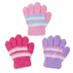 Sibba Kinder-Handschuhe 3 Paar Kurze Mehrfarbige Gestreifte Dehnbare Gestrickte Handschuhe Halten Warm Winter Kaltes Wetter FüR Kinder Babys Und Kleinkinder
